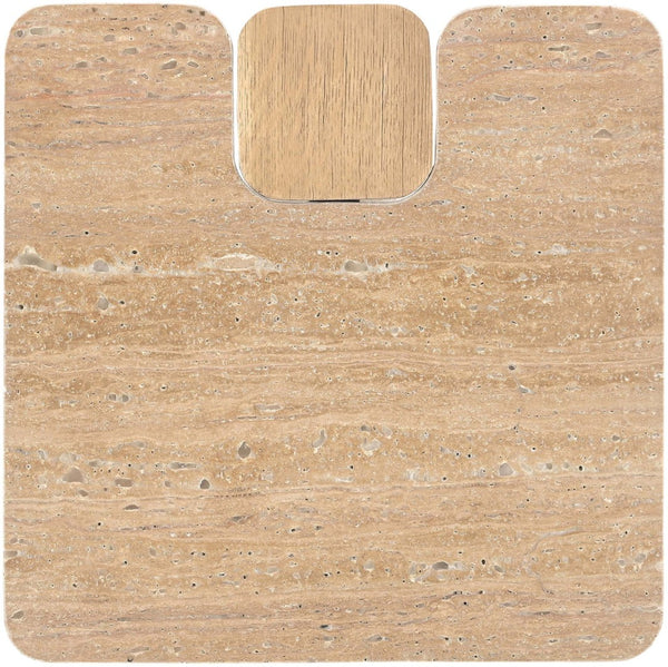 Meridian Furniture Ravenna Genuine Travertine Top Oak Base Art Deco End Table for Living Room 99046Travertine-ET