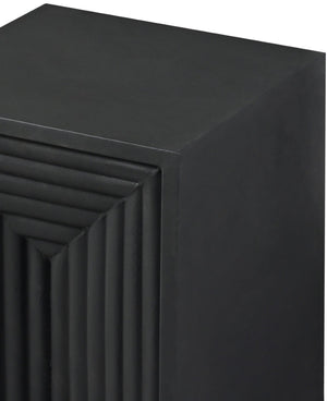 Meridian Furniture Centennial Art Deco Iron Side Table with Geometric Frame for Living Room or Bedroom Decor Black 99047Black-ET