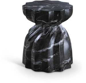 Meridian Furniture Caserta Art Deco Concrete End Table with Marble Veined Finish for Indoor Outdoor Living Black 99048Black-ET