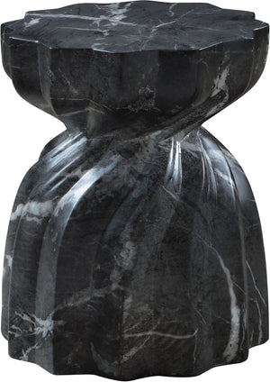 Meridian Furniture Caserta Art Deco Concrete End Table with Marble Veined Finish for Indoor Outdoor Living Black 99048Black-ET
