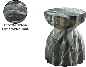 Meridian Furniture Caserta Art Deco Concrete End Table with Marble Veined Finish for Indoor Outdoor Living Green 99048Green-ET