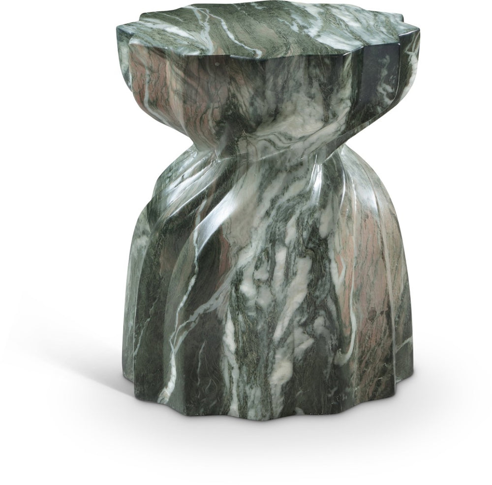 Meridian Furniture Caserta Art Deco Concrete End Table with Marble Veined Finish for Indoor Outdoor Living Green 99048Green-ET
