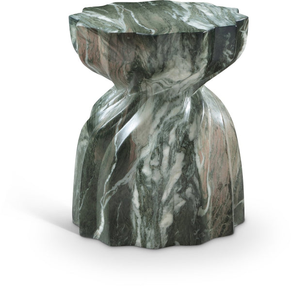 Meridian Furniture Caserta Art Deco Concrete End Table with Marble Veined Finish for Indoor Outdoor Living Green 99048Green-ET