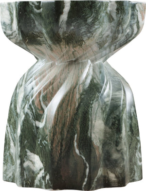 Meridian Furniture Caserta Art Deco Concrete End Table with Marble Veined Finish for Indoor Outdoor Living Green 99048Green-ET