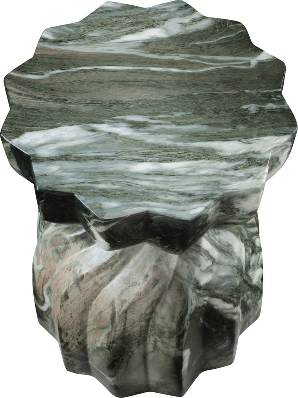 Meridian Furniture Caserta Art Deco Concrete End Table with Marble Veined Finish for Indoor Outdoor Living Green 99048Green-ET