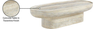 Meridian Furniture Tivoli Travertine Concrete Art Deco Coffee Table for Indoor and Outdoor Living 99049Travertine-CT