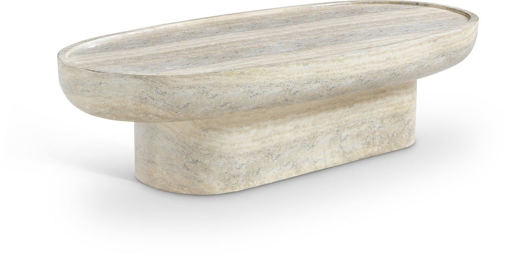 Meridian Furniture Tivoli Travertine Concrete Art Deco Coffee Table for Indoor and Outdoor Living 99049Travertine-CT