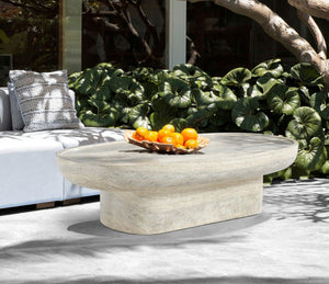 Meridian Furniture Tivoli Travertine Concrete Art Deco Coffee Table for Indoor and Outdoor Living 99049Travertine-CT