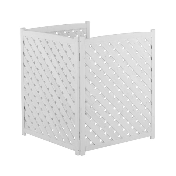 English Elm 3-panel Outdoor Wood Slatted Privacy Screen Enclosure for Patio Equipment Areas White W2640P389245