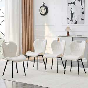 English Elm Set of 4 Olive Fabric Dining Chairs Ergonomic Cushion Black Steel Frame Modern White+Black W1151P454887
