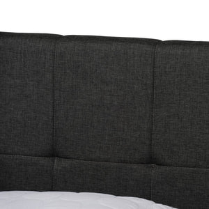 Baxton Studio Baxton Studio Queen Size Upholstered Platform Bed with Storage Drawers and Biscuit Tufted Headboard Dark Netti-Charcoal Grey-Queen