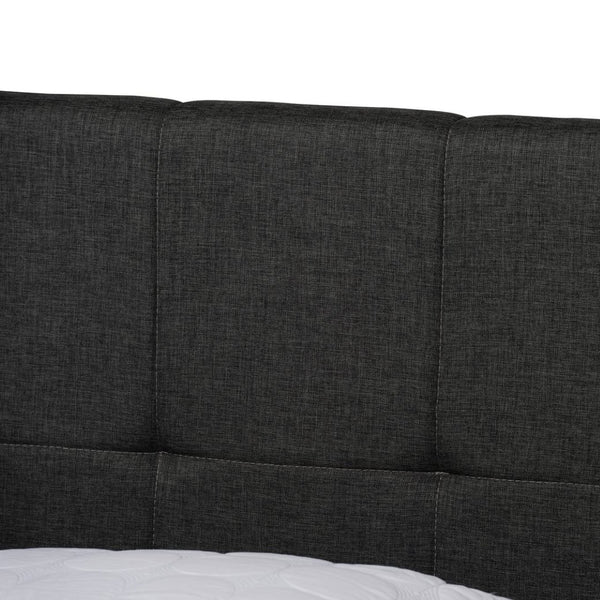 Baxton Studio Baxton Studio Queen Size Upholstered Platform Bed with Storage Drawers and Biscuit Tufted Headboard Dark Netti-Charcoal Grey-Queen