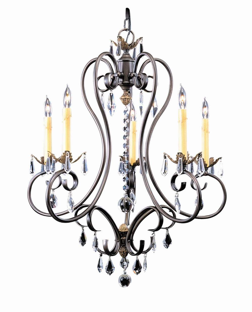 Framburg 5-light Elegant Liebestraum Dining Chandelier With Organza Shades And Crystal Accents, Handmade Usa Brushed Nickel With Sheer White Shade Metal 1236 Bn/Swh