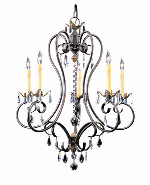 Framburg 5-light Elegant Liebestraum Dining Chandelier With Organza Shades And Crystal Accents, Handmade Usa Mahogany Bronze Metal 9905 Mb