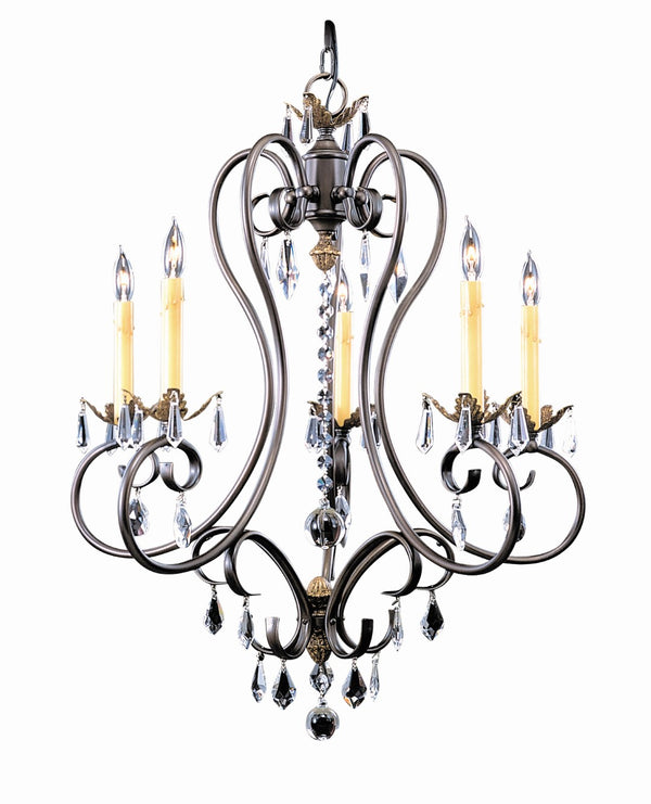 Framburg 5-light Elegant Liebestraum Dining Chandelier With Organza Shades And Crystal Accents, Handmade Usa Mahogany Bronze Metal 9905 Mb