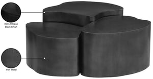 Meridian Furniture Banyan Sculptural Iron Coffee Table with Organic Petal Base for Glam Eclectic Living Rooms Black 99050Black-CT