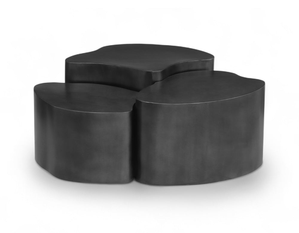 Meridian Furniture Banyan Sculptural Iron Coffee Table with Organic Petal Base for Glam Eclectic Living Rooms Black 99050Black-CT