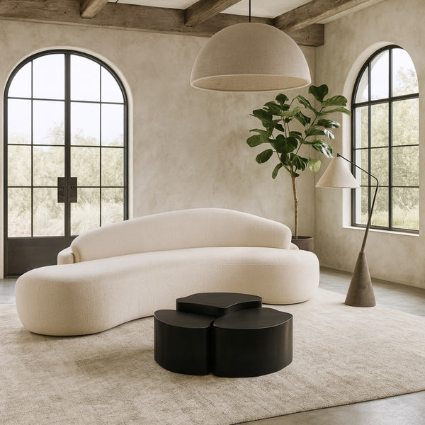 Meridian Furniture Banyan Sculptural Iron Coffee Table with Organic Petal Base for Glam Eclectic Living Rooms Black 99050Black-CT