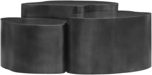 Meridian Furniture Banyan Sculptural Iron Coffee Table with Organic Petal Base for Glam Eclectic Living Rooms Black 99050Black-CT