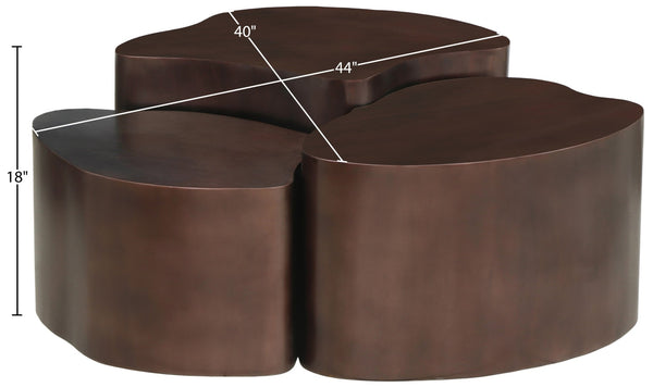 Meridian Furniture Banyan Sculptural Iron Coffee Table with Organic Petal Base for Glam Eclectic Living Rooms Brown 99050Brown-CT