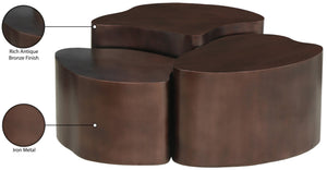Meridian Furniture Banyan Sculptural Iron Coffee Table with Organic Petal Base for Glam Eclectic Living Rooms Brown 99050Brown-CT