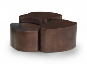 Meridian Furniture Banyan Sculptural Iron Coffee Table with Organic Petal Base for Glam Eclectic Living Rooms Brown 99050Brown-CT
