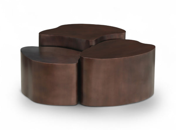 Meridian Furniture Banyan Sculptural Iron Coffee Table with Organic Petal Base for Glam Eclectic Living Rooms Brown 99050Brown-CT