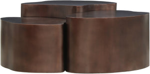 Meridian Furniture Banyan Sculptural Iron Coffee Table with Organic Petal Base for Glam Eclectic Living Rooms Brown 99050Brown-CT