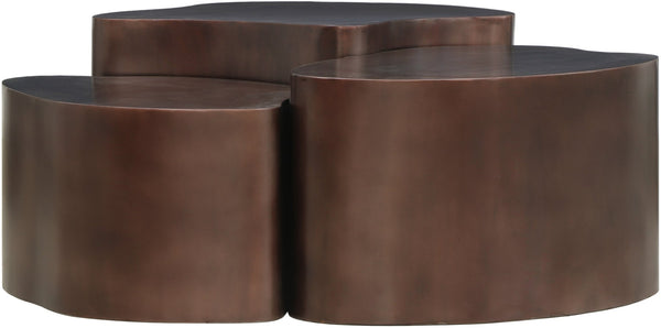 Meridian Furniture Banyan Sculptural Iron Coffee Table with Organic Petal Base for Glam Eclectic Living Rooms Brown 99050Brown-CT