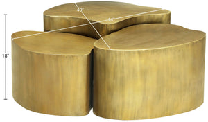 Meridian Furniture Banyan Sculptural Iron Coffee Table with Organic Petal Base for Glam Eclectic Living Rooms Gold 99050Gold-CT