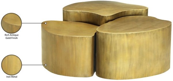 Meridian Furniture Banyan Sculptural Iron Coffee Table with Organic Petal Base for Glam Eclectic Living Rooms Gold 99050Gold-CT