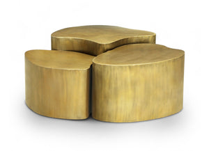 Meridian Furniture Banyan Sculptural Iron Coffee Table with Organic Petal Base for Glam Eclectic Living Rooms Gold 99050Gold-CT