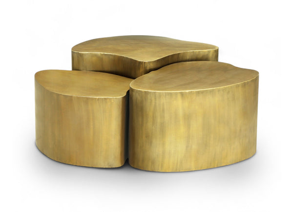 Meridian Furniture Banyan Sculptural Iron Coffee Table with Organic Petal Base for Glam Eclectic Living Rooms Gold 99050Gold-CT