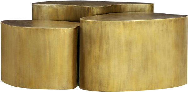 Meridian Furniture Banyan Sculptural Iron Coffee Table with Organic Petal Base for Glam Eclectic Living Rooms Gold 99050Gold-CT