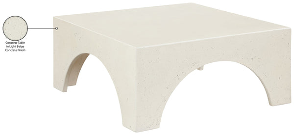 Meridian Furniture Renza Sculptural Concrete Coffee Table Art Deco Arch Design for Indoor Outdoor Patio Use Cream 99051Cream-CT