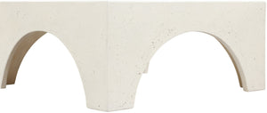 Meridian Furniture Renza Sculptural Concrete Coffee Table Art Deco Arch Design for Indoor Outdoor Patio Use Cream 99051Cream-CT