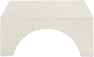 Meridian Furniture Renza Sculptural Concrete Coffee Table Art Deco Arch Design for Indoor Outdoor Patio Use Cream 99051Cream-CT