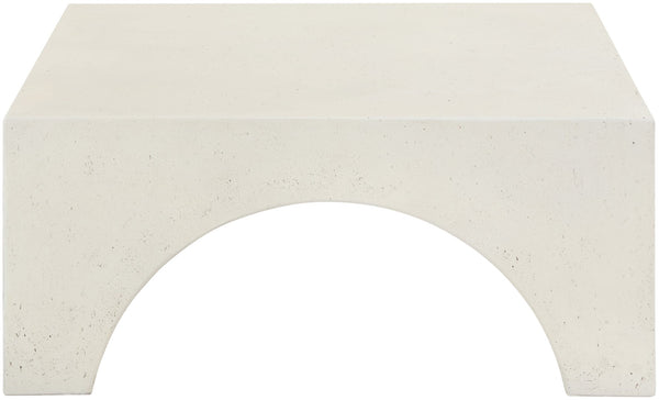 Meridian Furniture Renza Sculptural Concrete Coffee Table Art Deco Arch Design for Indoor Outdoor Patio Use Cream 99051Cream-CT