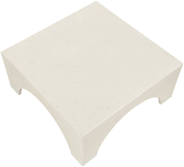 Meridian Furniture Renza Sculptural Concrete Coffee Table Art Deco Arch Design for Indoor Outdoor Patio Use Cream 99051Cream-CT