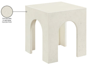 Meridian Furniture Renza Sculptural Arch Fiber Reinforced Concrete End Table Art Deco Indoor Outdoor Accent Piece Cream 99051Cream-ET