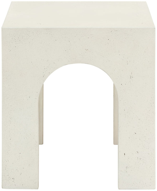 Meridian Furniture Renza Sculptural Arch Fiber Reinforced Concrete End Table Art Deco Indoor Outdoor Accent Piece Cream 99051Cream-ET