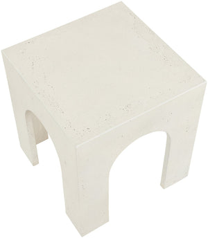 Meridian Furniture Renza Sculptural Arch Fiber Reinforced Concrete End Table Art Deco Indoor Outdoor Accent Piece Cream 99051Cream-ET