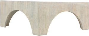 Meridian Furniture Renza Sculptural Concrete Coffee Table Art Deco Arch Design for Indoor Outdoor Patio Use Natural 99051Travertine-CT
