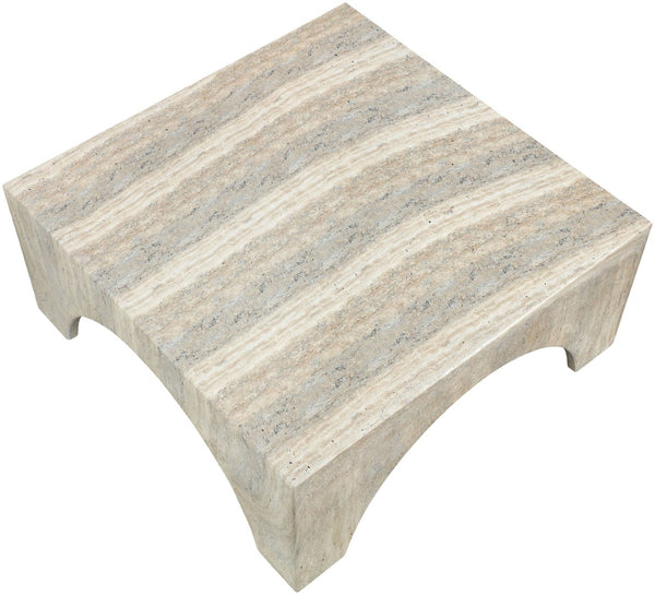 Meridian Furniture Renza Sculptural Concrete Coffee Table Art Deco Arch Design for Indoor Outdoor Patio Use Natural 99051Travertine-CT