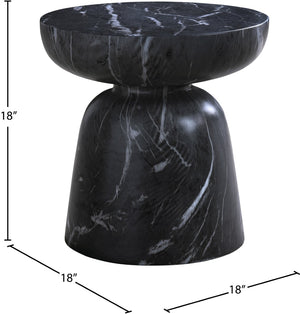 Meridian Furniture Avellino Art Deco Sculptural Concrete End Table with Marble Effect Finish Indoor Outdoor Use Black 99052Black-ET