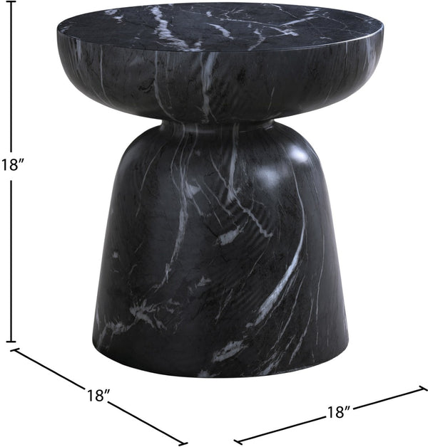 Meridian Furniture Avellino Art Deco Sculptural Concrete End Table with Marble Effect Finish Indoor Outdoor Use Black 99052Black-ET