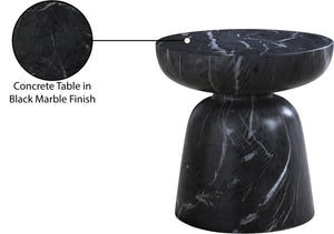 Meridian Furniture Avellino Art Deco Sculptural Concrete End Table with Marble Effect Finish Indoor Outdoor Use Black 99052Black-ET