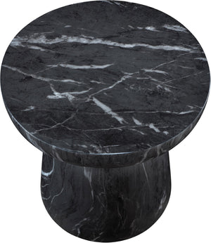 Meridian Furniture Avellino Art Deco Sculptural Concrete End Table with Marble Effect Finish Indoor Outdoor Use Black 99052Black-ET