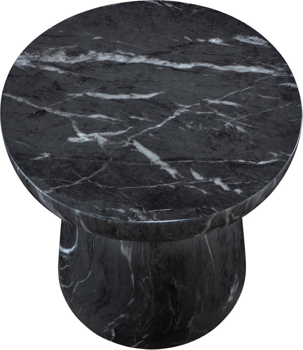 Meridian Furniture Avellino Art Deco Sculptural Concrete End Table with Marble Effect Finish Indoor Outdoor Use Black 99052Black-ET