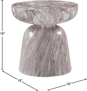 Meridian Furniture Avellino Art Deco Sculptural Concrete End Table with Marble Effect Finish Indoor Outdoor Use Brown 99052Brown-ET